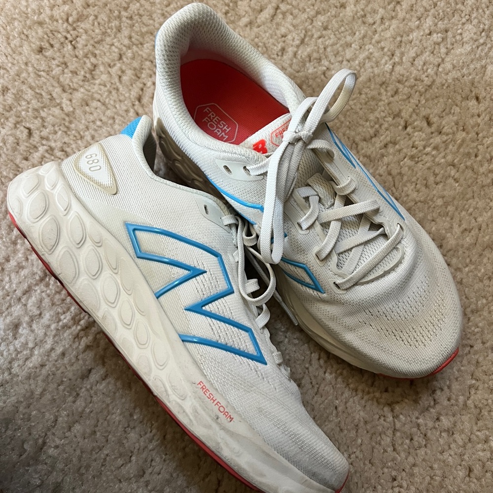 New Balance White and Blue Athletic Shoes